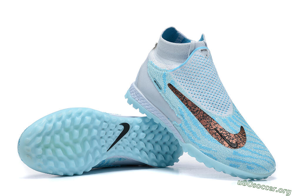 Nike Phantom GX Elite DF Link TF Football Shoes - Grey/Blue/Black 4