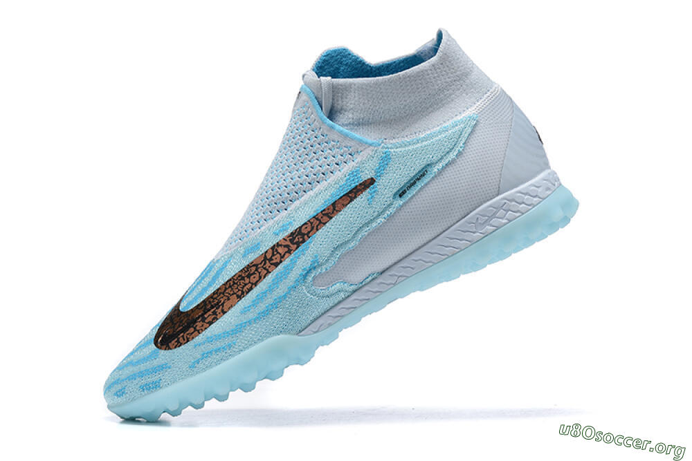Nike Phantom GX Elite DF Link TF Football Shoes - Grey/Blue/Black 7