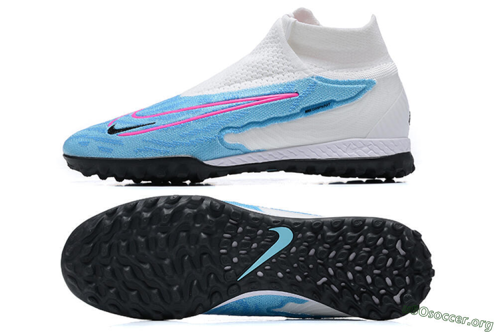Nike Phantom GX Elite DF Link TF Football Shoes - White/Blue/Pink 1