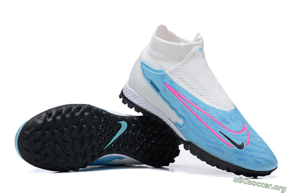 Nike Phantom GX Elite DF Link TF Football Shoes - White/Blue/Pink 4