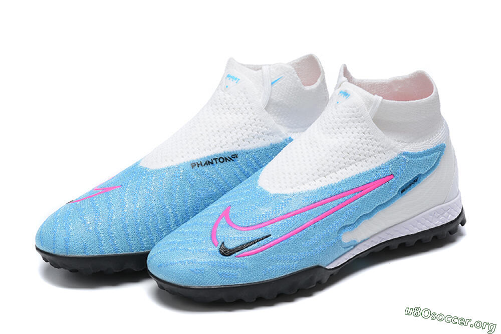 Nike Phantom GX Elite DF Link TF Football Shoes - White/Blue/Pink 9