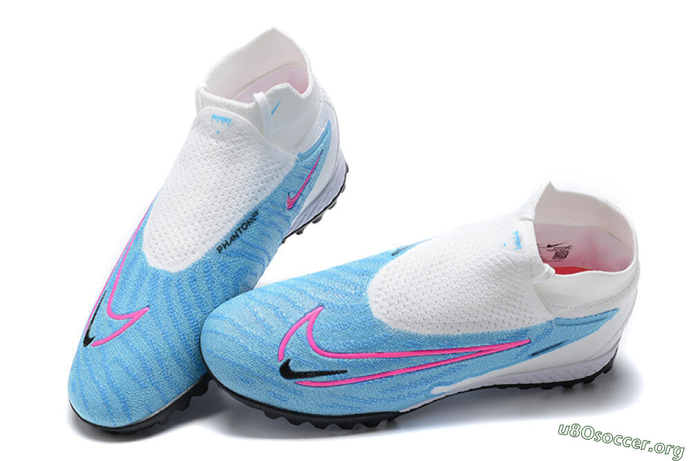 Nike Phantom GX Elite DF Link TF Football Shoes - White/Blue/Pink 5