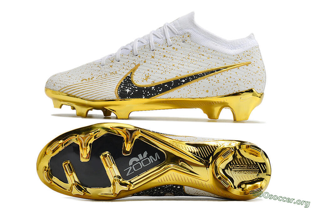 Nike Air Zoom Mercurial Vapor 15 Elite FG Football Boots - White/Gold/Black 1