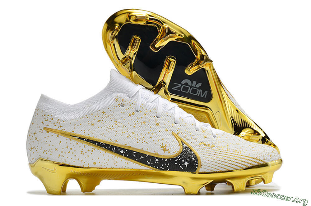 Nike Air Zoom Mercurial Vapor 15 Elite FG Football Boots - White/Gold/Black 2