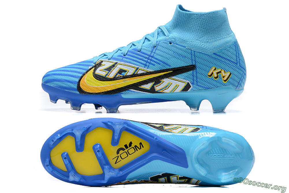 Kylian Mbappe x Nike Air Zoom Mercurial Superfly 9 Elite FG Football Boots - Blue/Yellow/Black 1