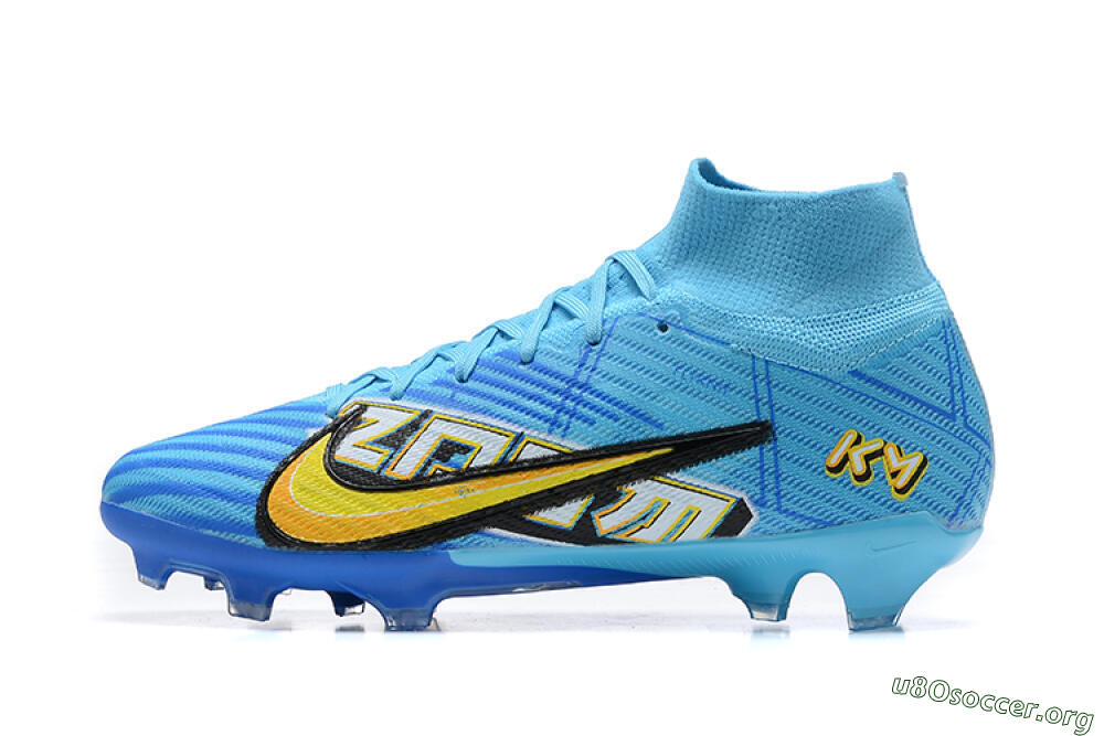 Kylian Mbappe x Nike Air Zoom Mercurial Superfly 9 Elite FG Football Boots - Blue/Yellow/Black 3