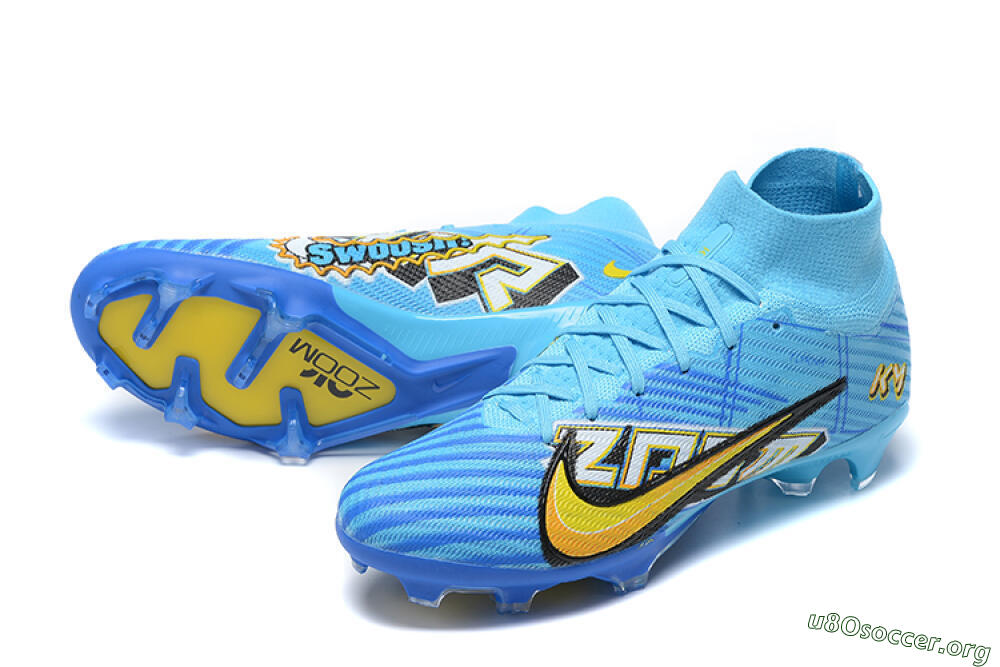 Kylian Mbappe x Nike Air Zoom Mercurial Superfly 9 Elite FG Football Boots - Blue/Yellow/Black 0