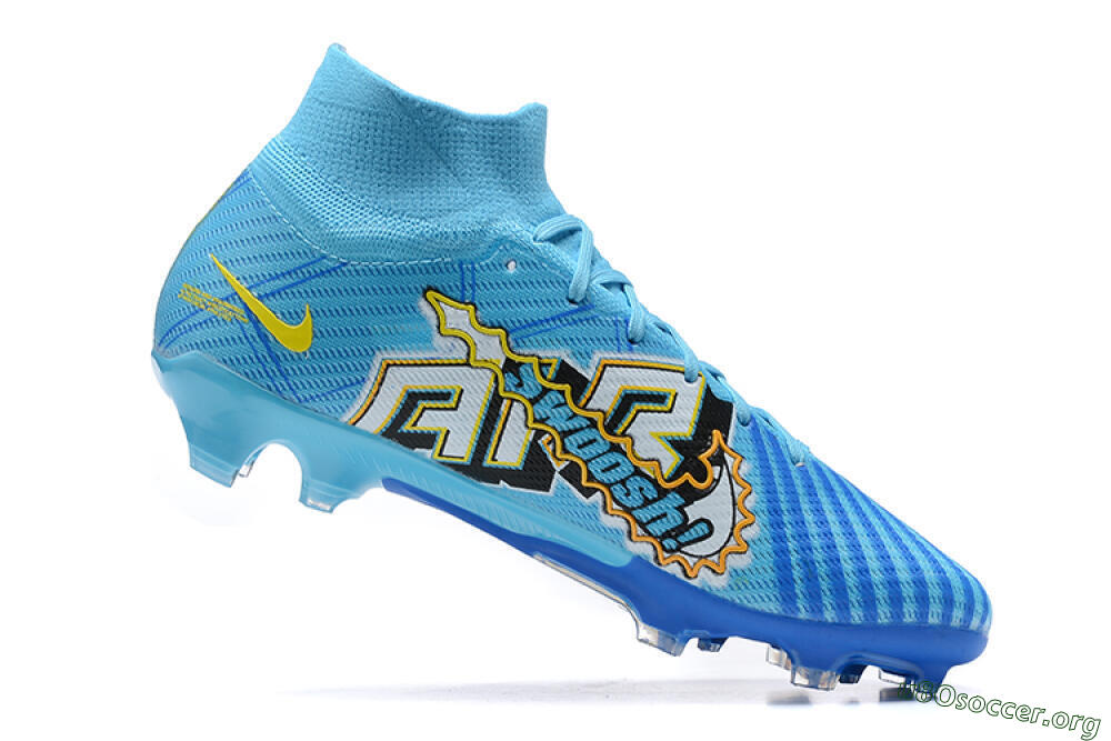 Kylian Mbappe x Nike Air Zoom Mercurial Superfly 9 Elite FG Football Boots - Blue/Yellow/Black 6