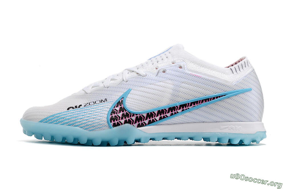 Nike Air Zoom Mercurial Vapor 15 Elite TF Football Shoes - White/Blue/Pink 3