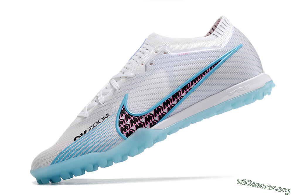 Nike Air Zoom Mercurial Vapor 15 Elite TF Football Shoes - White/Blue/Pink 5