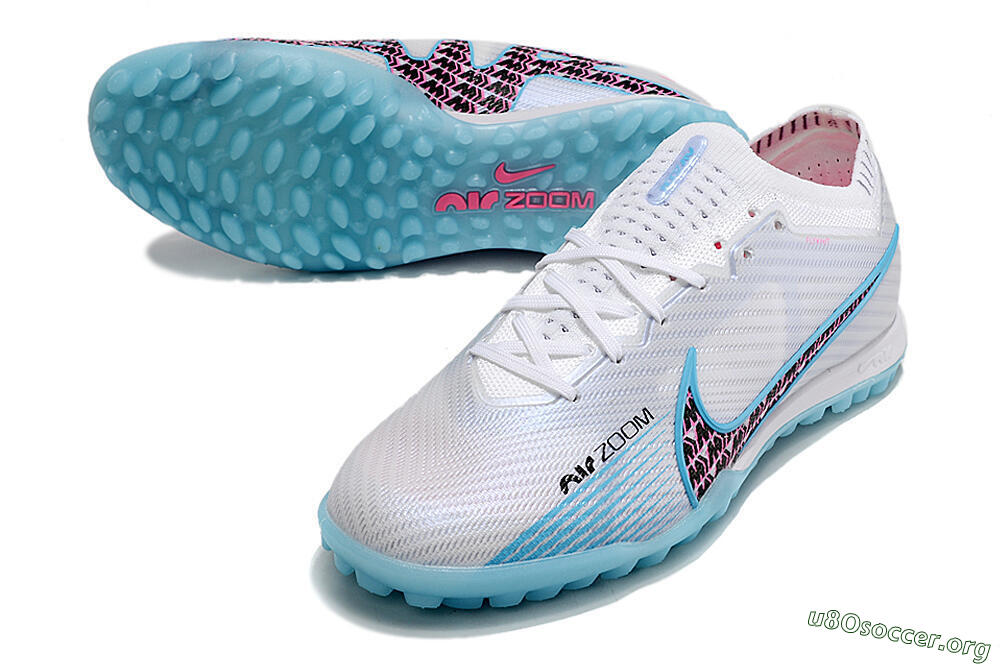 Nike Air Zoom Mercurial Vapor 15 Elite TF Football Shoes - White/Blue/Pink 0