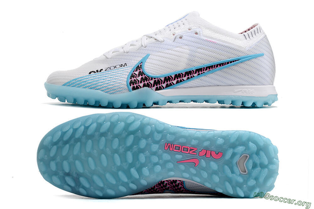 Nike Air Zoom Mercurial Vapor 15 Elite TF Football Shoes - White/Blue/Pink 1