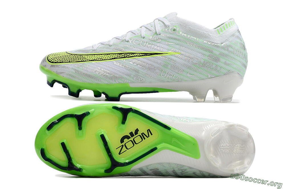 Nike Air Zoom Mercurial Vapor 15 Elite FG Football Boots - White/Green 1