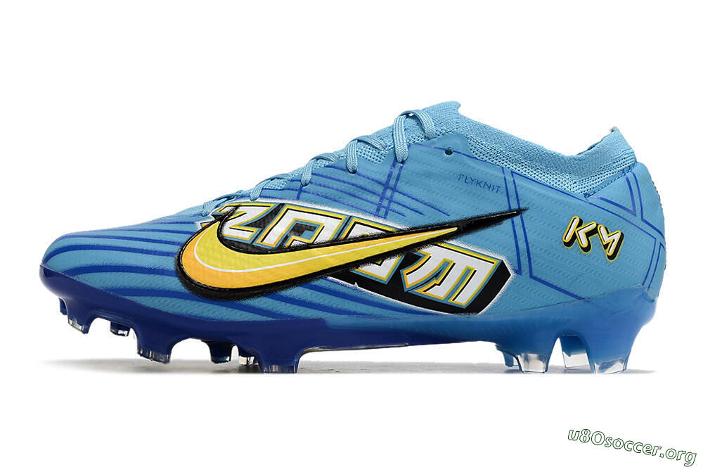 Kylian Mbappe x Nike Air Zoom Mercurial Vapor 15 Elite FG Football Boots - Blue/Yellow/Black 3