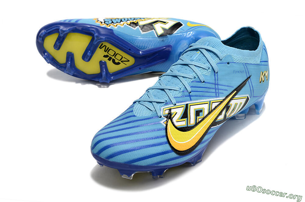 Kylian Mbappe x Nike Air Zoom Mercurial Vapor 15 Elite FG Football Boots - Blue/Yellow/Black 0
