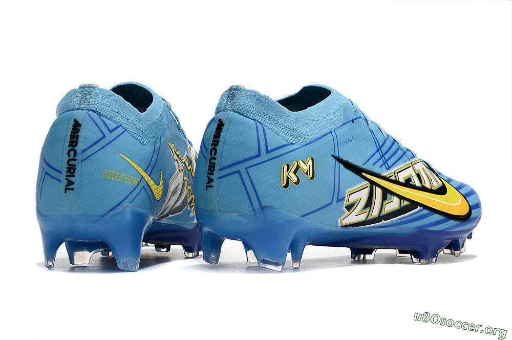 Kylian Mbappe x Nike Air Zoom Mercurial Vapor 15 Elite FG Football Boots - Blue/Yellow/Black 6