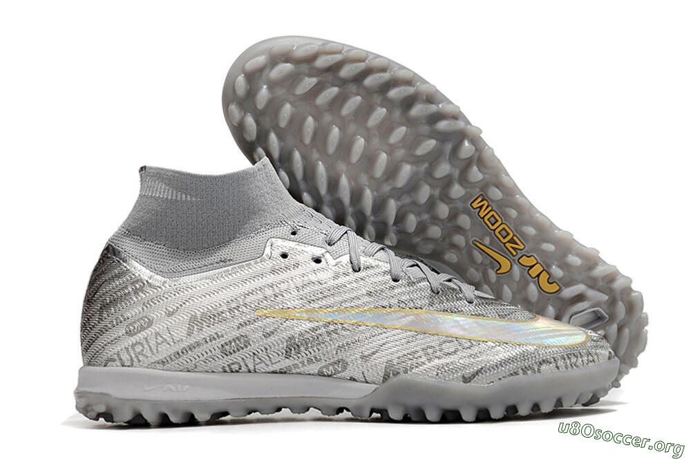 Nike Air Zoom Mercurial Superfly 9 Elite TF Football Shoes - Silver/Gold 2