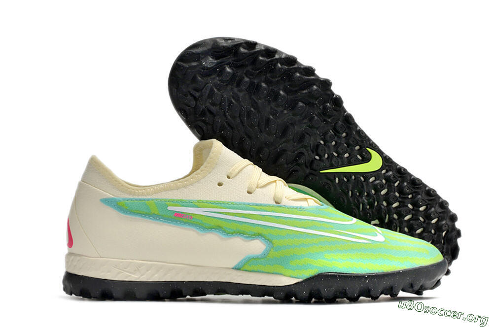 Nike React Phantom GX Pro TF Football Shoes - Green/Beige/Black 2