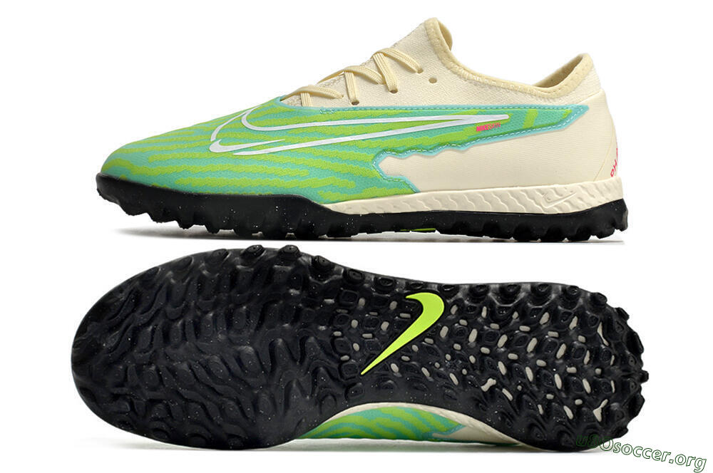 Nike React Phantom GX Pro TF Football Shoes - Green/Beige/Black 1