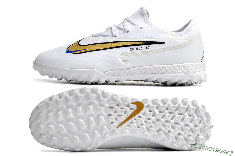 Nike React Phantom GX Pro TF Football Shoes - White/Gold/Black 1
