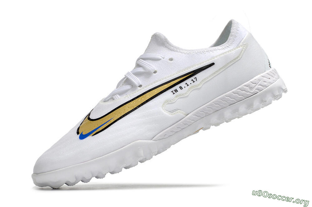 Nike React Phantom GX Pro TF Football Shoes - White/Gold/Black 5