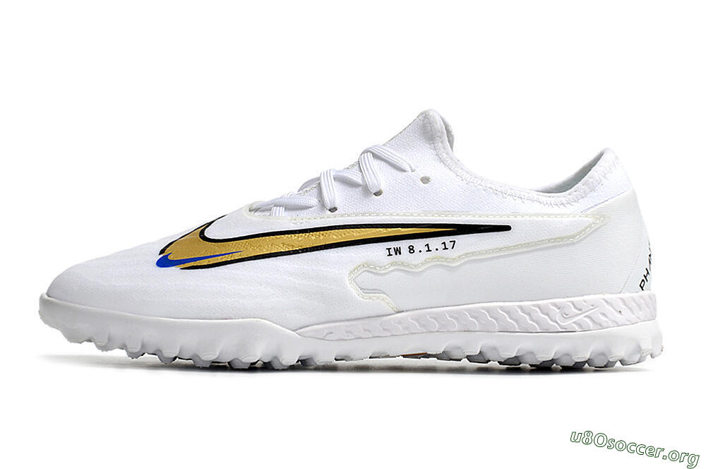 Nike React Phantom GX Pro TF Football Shoes - White/Gold/Black 3