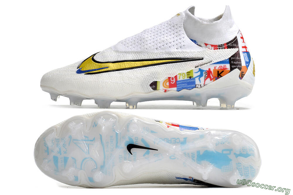 Harry Kane x Nike Phantom GX DF Elite FG Football Boots - White/Gold/Blue 1
