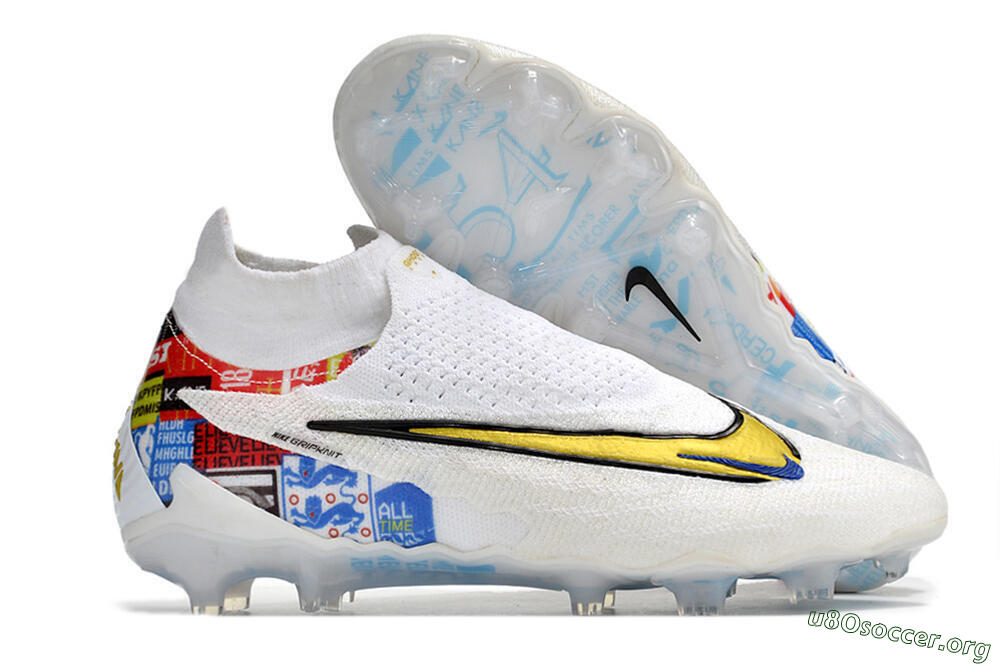 Harry Kane x Nike Phantom GX DF Elite FG Football Boots - White/Gold/Blue 2