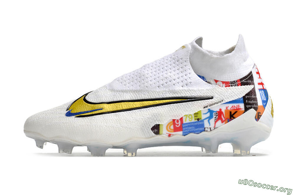 Harry Kane x Nike Phantom GX DF Elite FG Football Boots - White/Gold/Blue 3