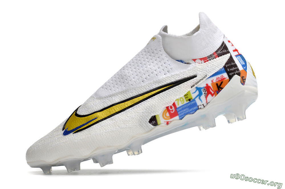 Harry Kane x Nike Phantom GX DF Elite FG Football Boots - White/Gold/Blue 5