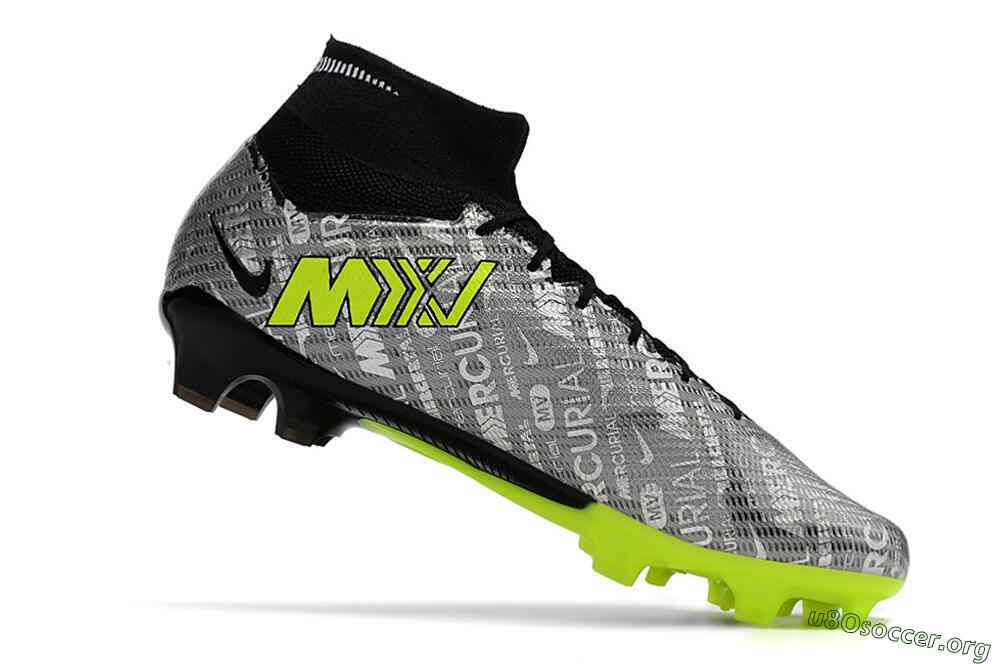 Nike Air Zoom Mercurial Superfly 9 Elite FG Football Boots - Silver/Green/Black 6