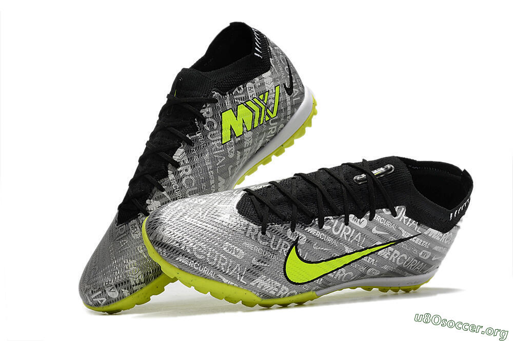 Nike Air Zoom Mercurial Vapor 15 Elite TF Football Shoes - Silver/Green/Black 5