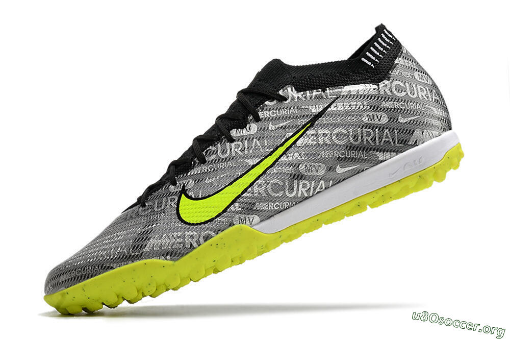 Nike Air Zoom Mercurial Vapor 15 Elite TF Football Shoes - Silver/Green/Black 7
