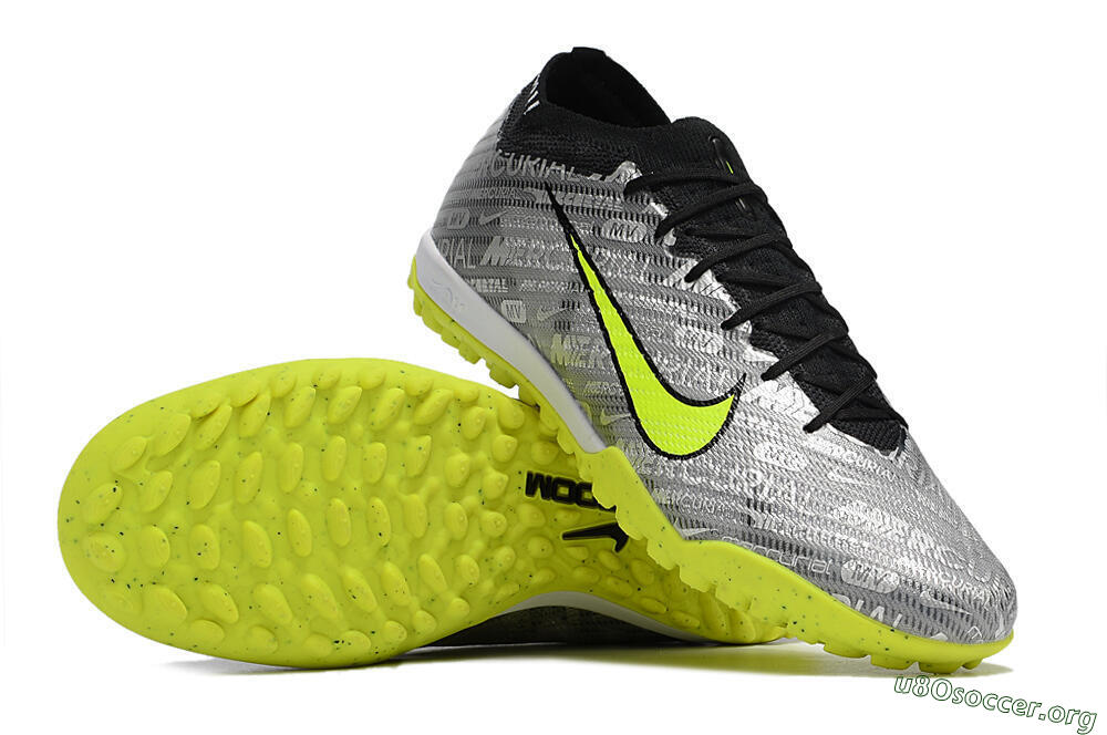 Nike Air Zoom Mercurial Vapor 15 Elite TF Football Shoes - Silver/Green/Black 4