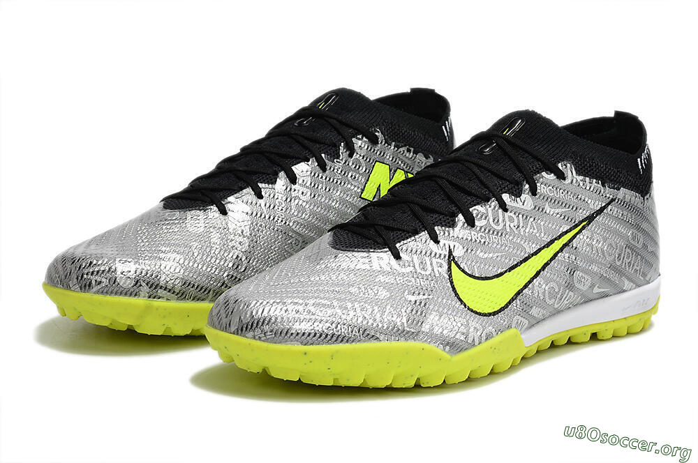 Nike Air Zoom Mercurial Vapor 15 Elite TF Football Shoes - Silver/Green/Black 9