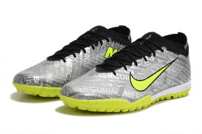 Nike Air Zoom Mercurial Vapor 15 Elite TF Football Shoes - Silver/Green/Black