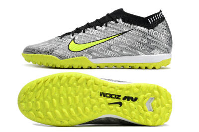 Nike Air Zoom Mercurial Vapor 15 Elite TF Football Shoes - Silver/Green/Black