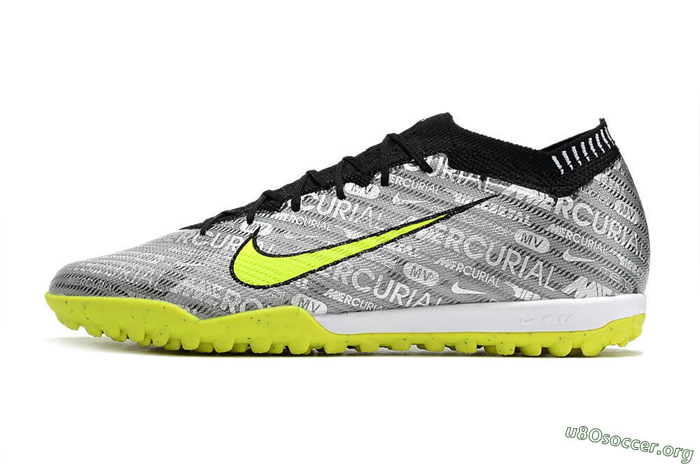 Nike Air Zoom Mercurial Vapor 15 Elite TF Football Shoes - Silver/Green/Black 3