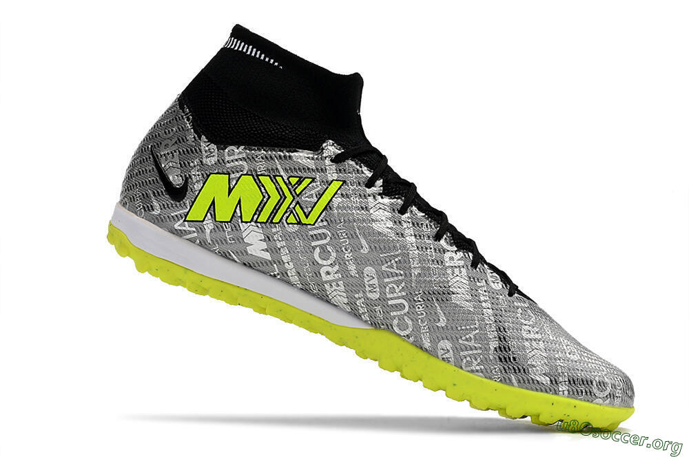 Nike Air Zoom Mercurial Superfly 9 Elite TF Football Shoes - Silver/Green/Black 6