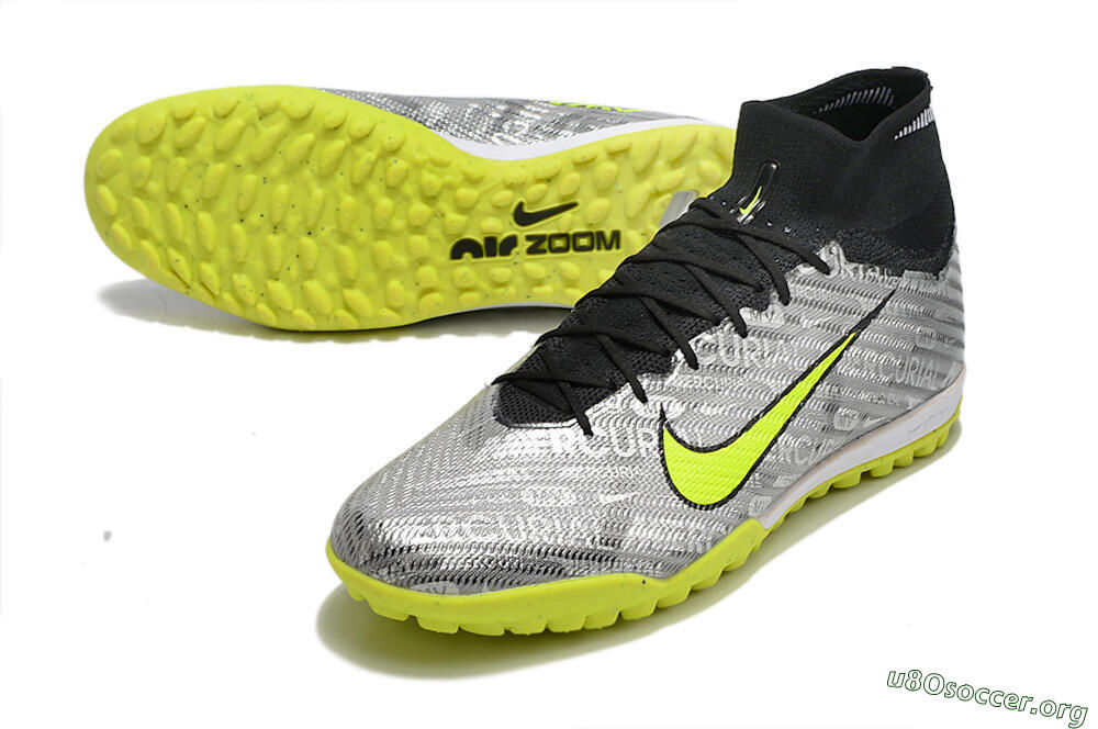 Nike Air Zoom Mercurial Superfly 9 Elite TF Football Shoes - Silver/Green/Black 0