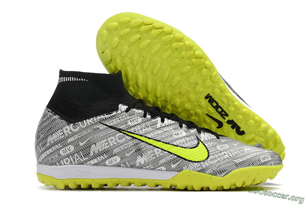 Nike Air Zoom Mercurial Superfly 9 Elite TF Football Shoes - Silver/Green/Black 2