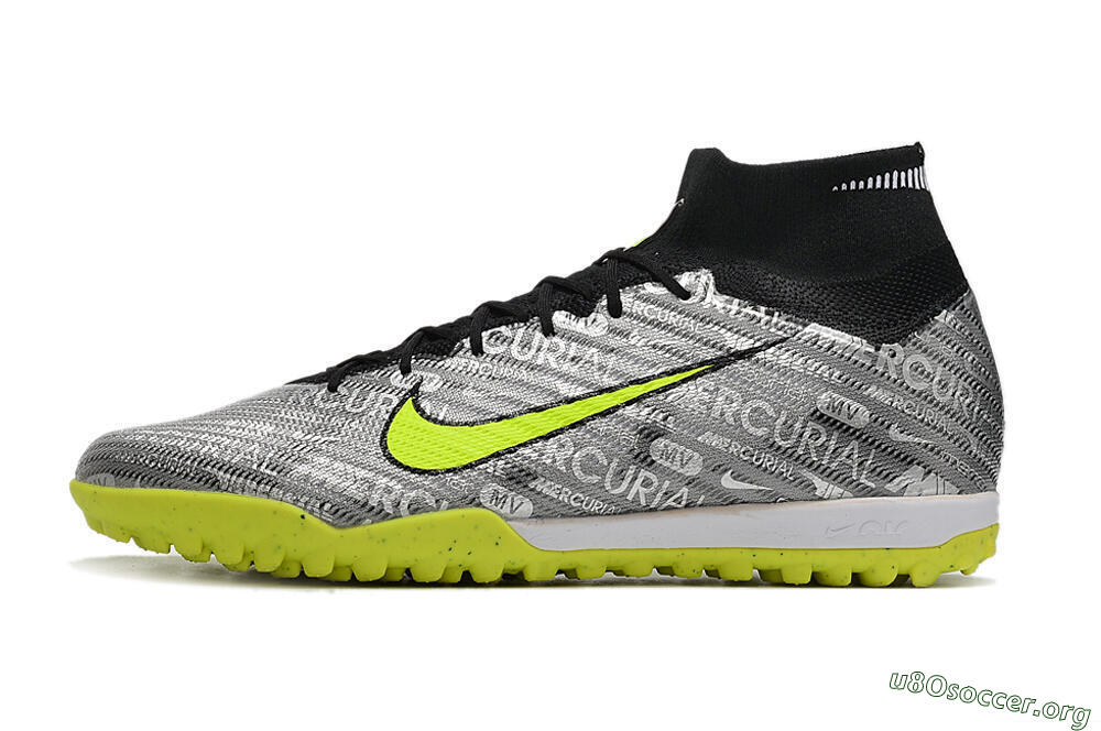 Nike Air Zoom Mercurial Superfly 9 Elite TF Football Shoes - Silver/Green/Black 3