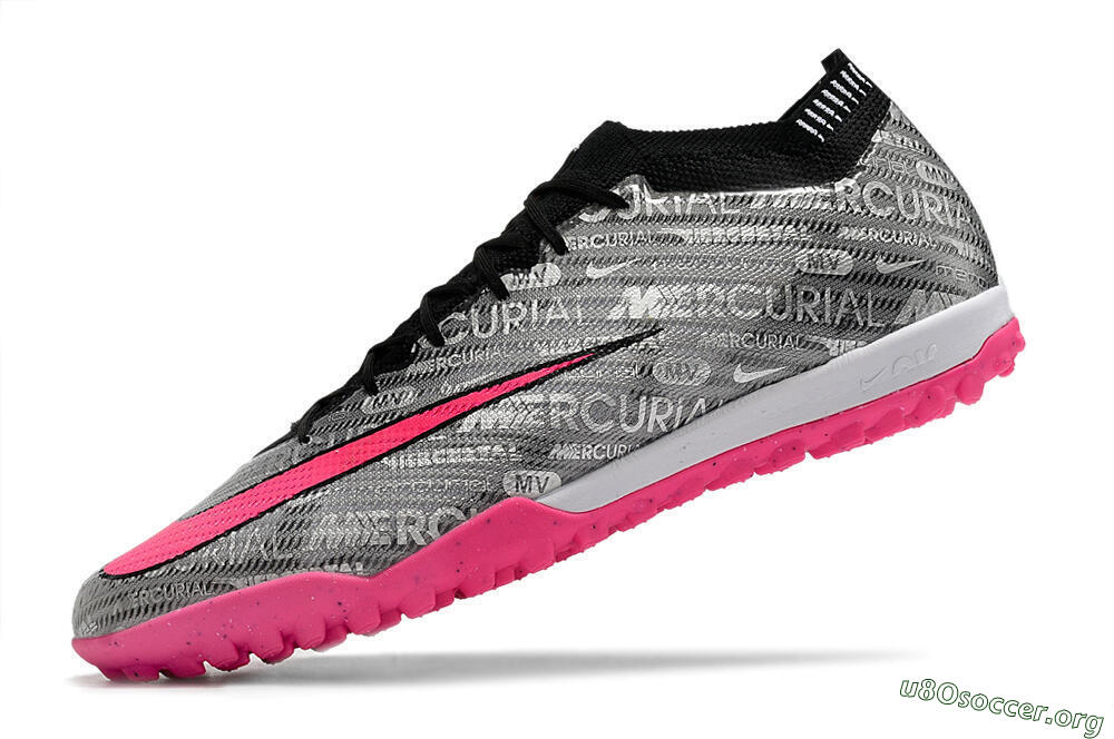 Nike Air Zoom Mercurial Vapor 15 Elite TF Football Shoes - Silver/Pink/Black 7