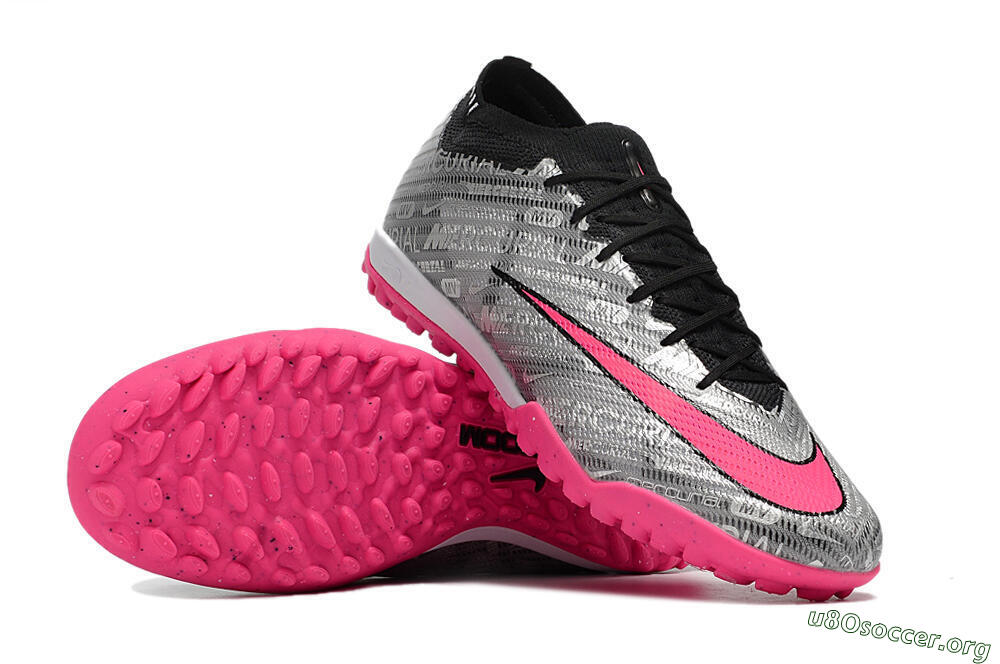 Nike Air Zoom Mercurial Vapor 15 Elite TF Football Shoes - Silver/Pink/Black 4