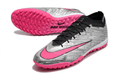 Nike Air Zoom Mercurial Vapor 15 Elite TF Football Shoes - Silver/Pink/Black