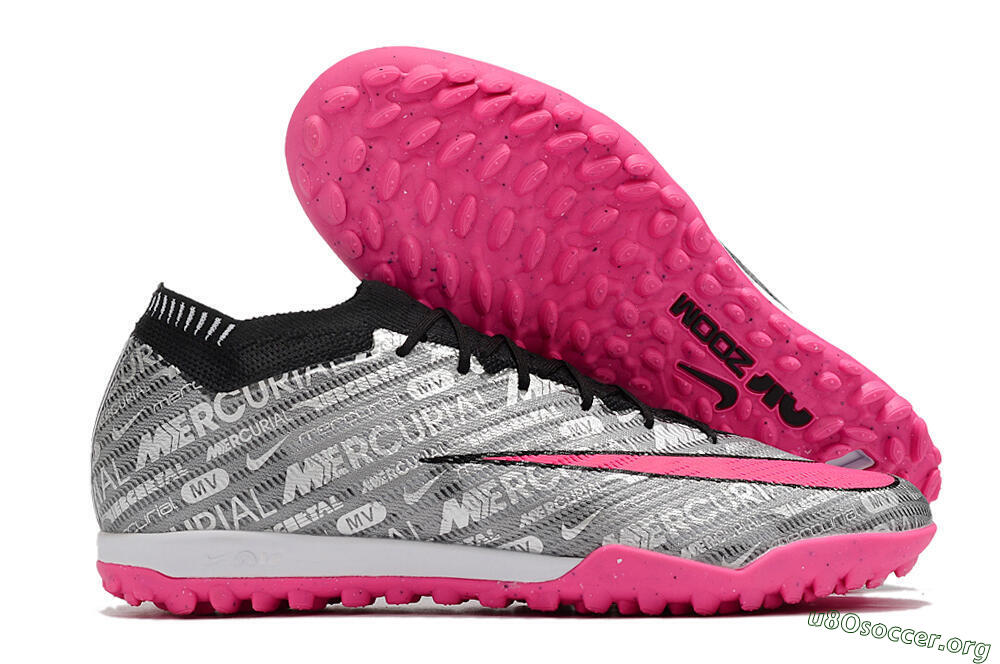 Nike Air Zoom Mercurial Vapor 15 Elite TF Football Shoes - Silver/Pink/Black 2