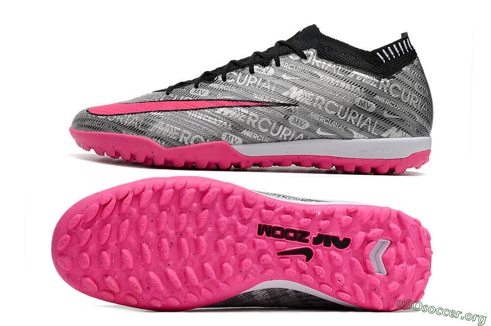 Nike Air Zoom Mercurial Vapor 15 Elite TF Football Shoes - Silver/Pink/Black 1