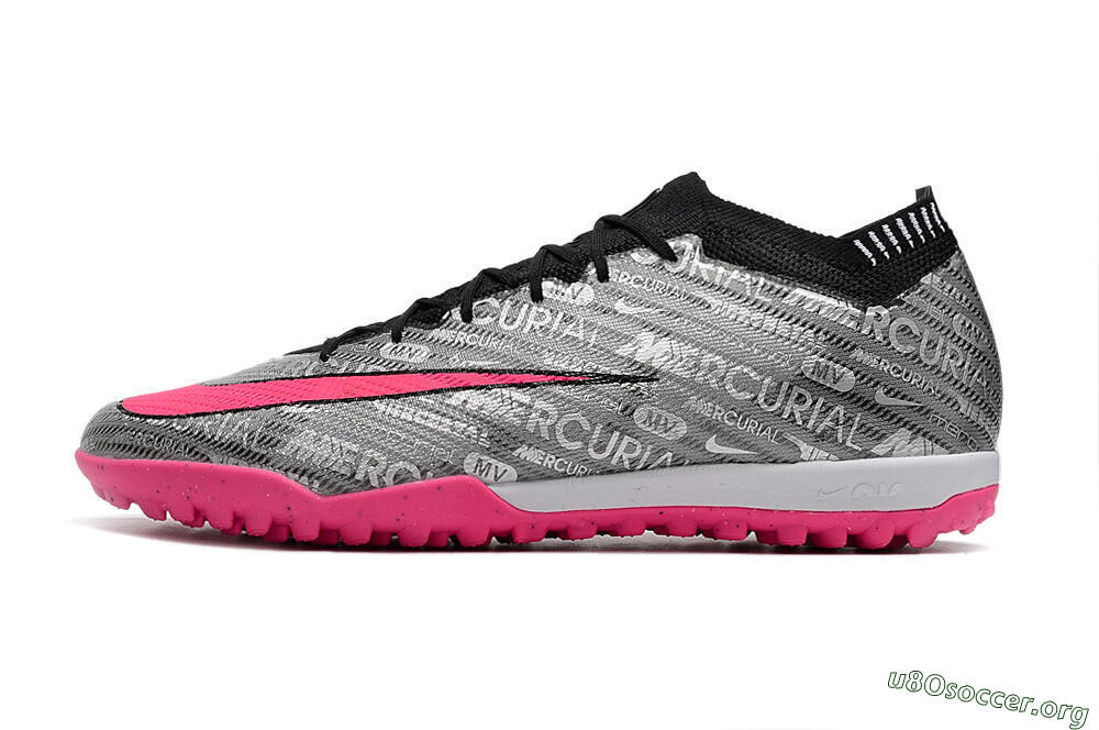 Nike Air Zoom Mercurial Vapor 15 Elite TF Football Shoes - Silver/Pink/Black 3