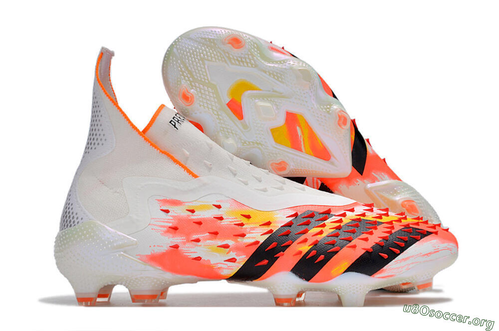 Adidas Predator Freak+ FG Football Boots - White/Black/Orange 2