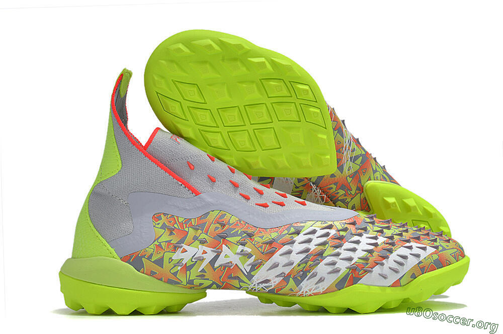 Adidas Predator Freak+ TF Football Shoes - Grey/Red/Yellow 2